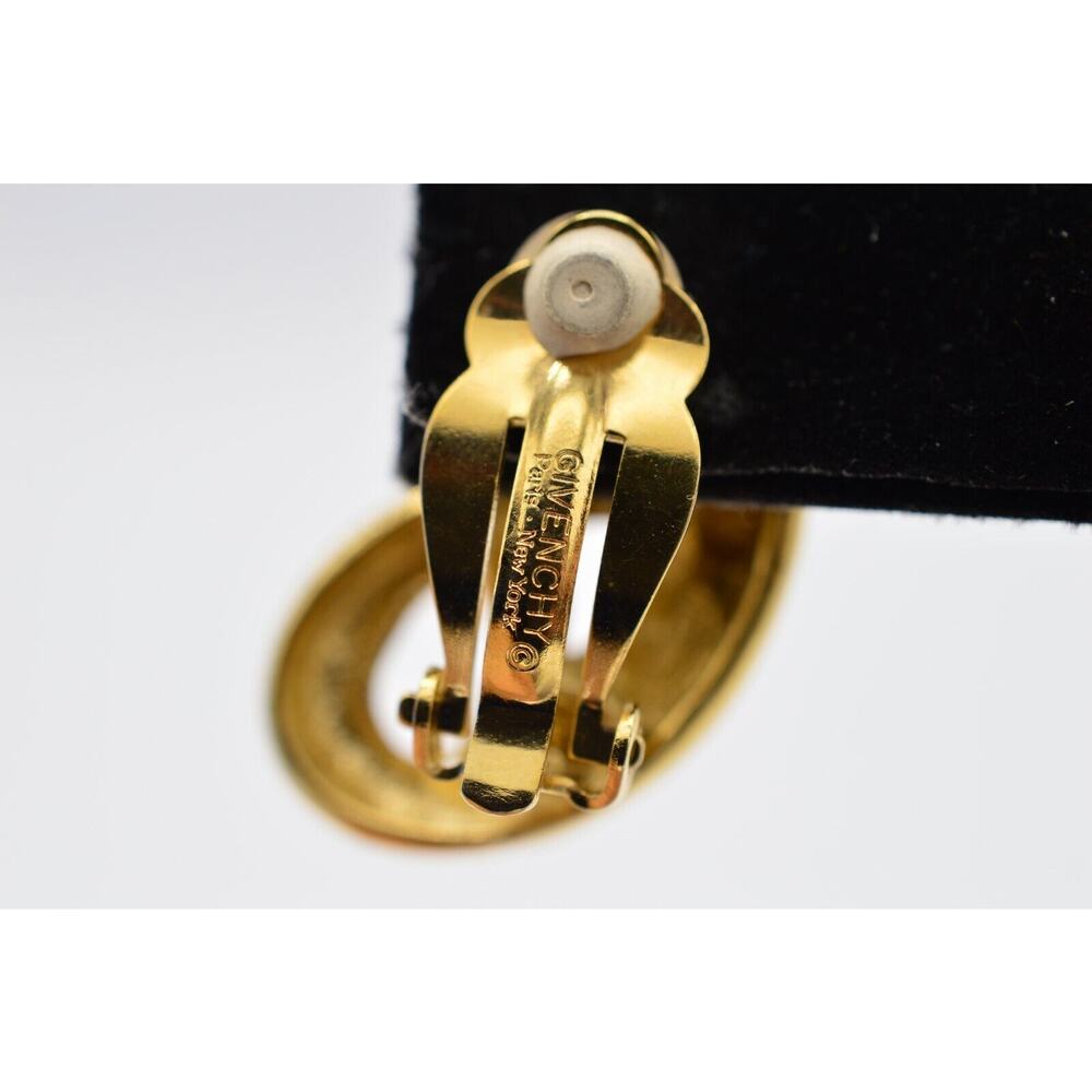 Givenchy Vintage Pretzel Knot Clip On Earrings Gold Chunky Signed 1980s BinAB - Picture 11 of 11
